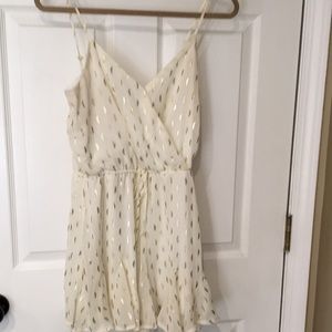 Flowing gold and cream romper NYE New Year’s Eve outfit